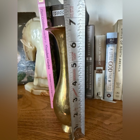 Vintage Solid Brass 6.5” Bud Vase Gold - Picture 7 of 8